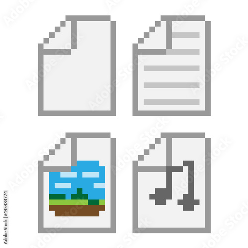 Pixel art file documents type concept illustration vector