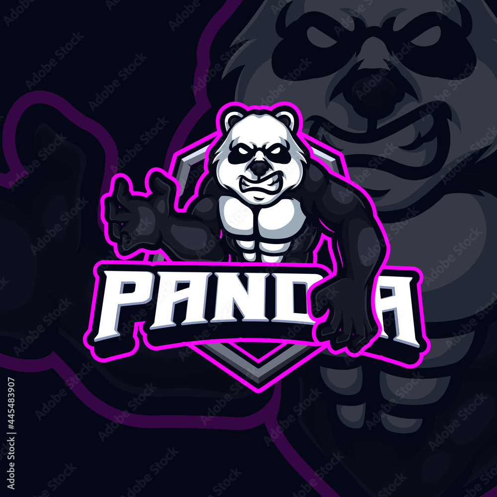 Panda mascot esports gaming logo design Panda mascot esports gaming logo design