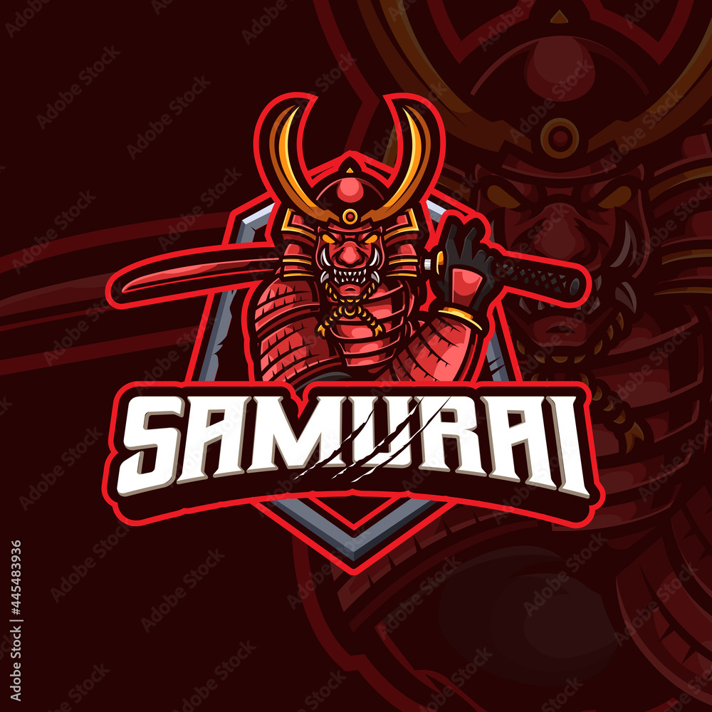 Samurai mascot esports gaming logo design