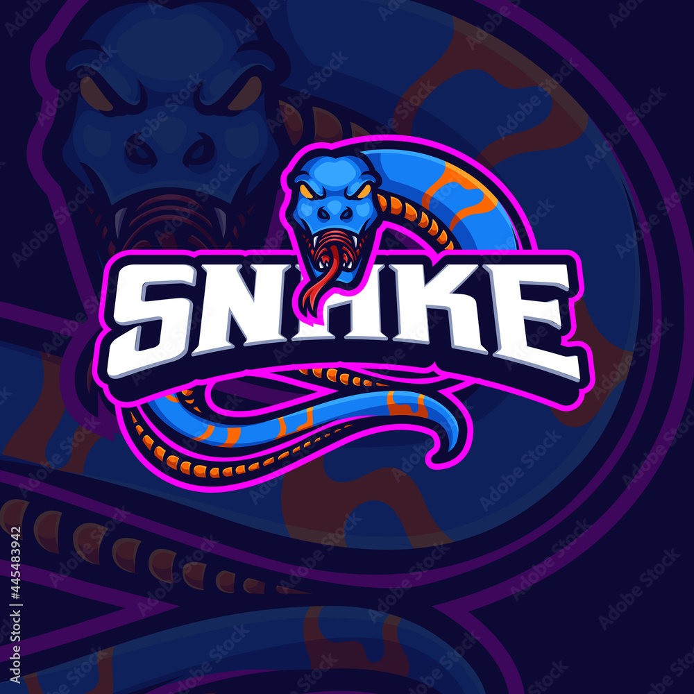 Snake mascot esports gaming logo design