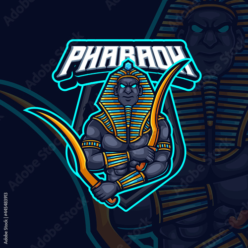 Pharaoh mascot esports gaming logo design