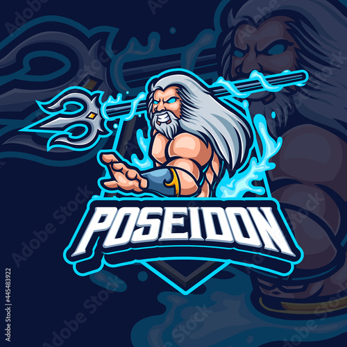 Phoseidon mascot esports gaming logo design