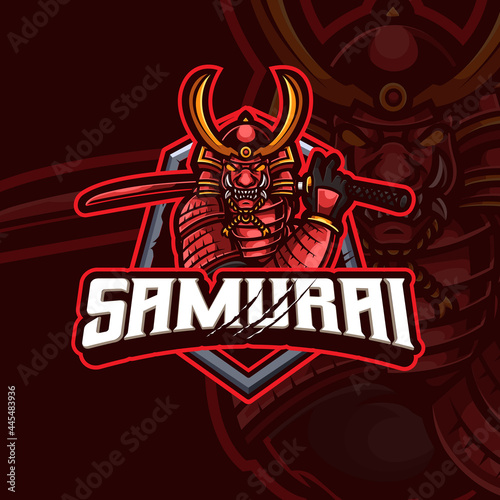 Samurai mascot esports gaming logo design