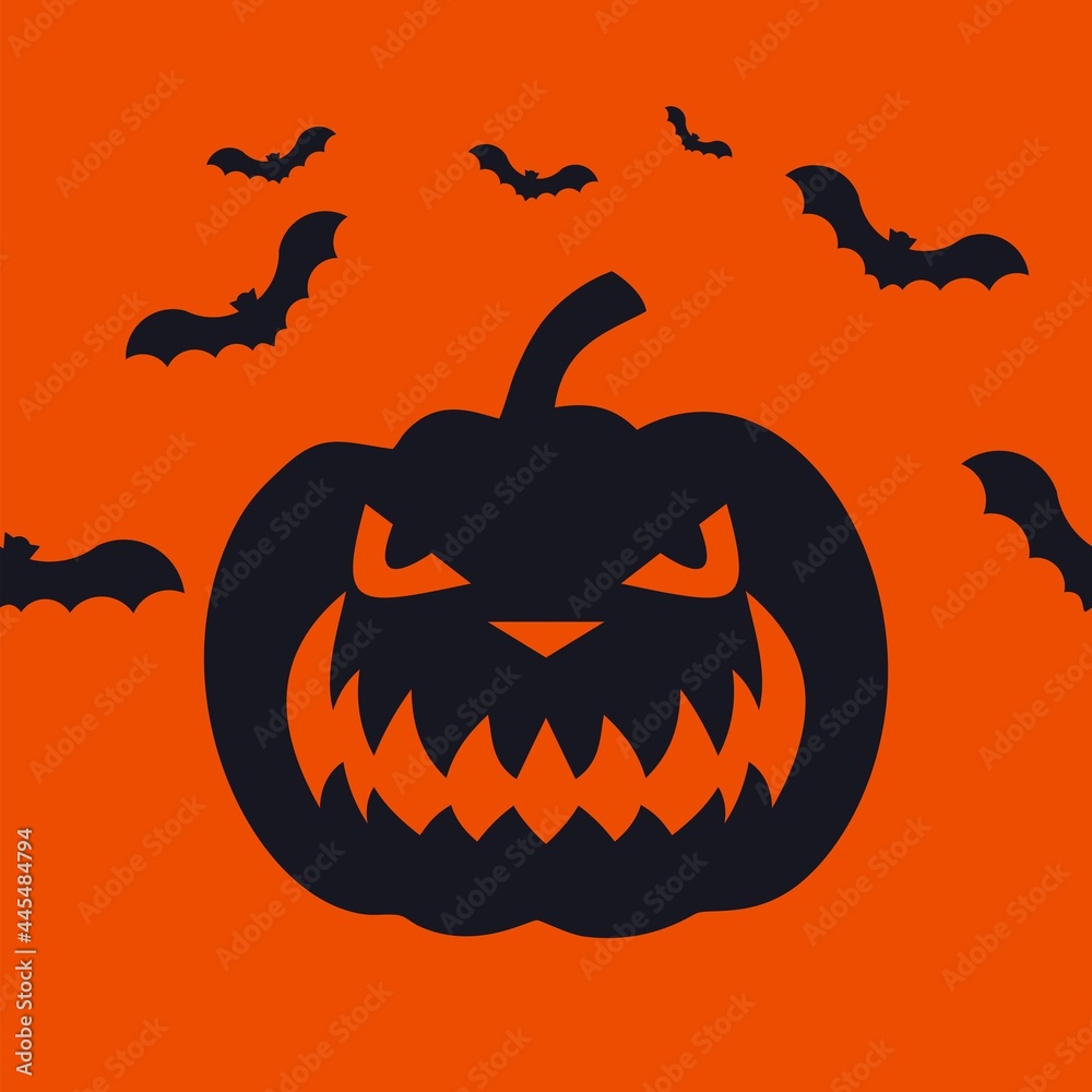 Vector background with a smiling pumpkin. Template for Halloween. Template for banners, textiles, cards and other uses.