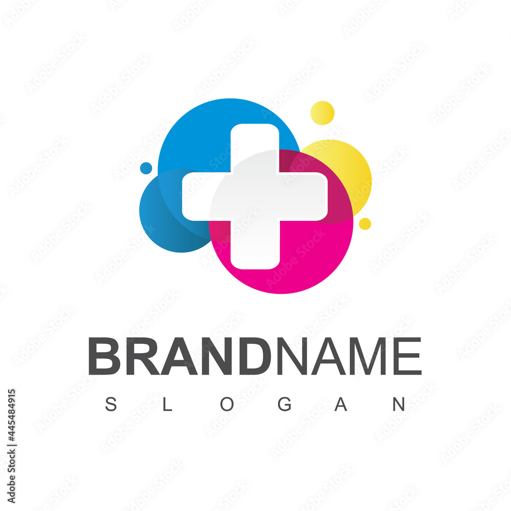 Obraz premium Health Care Logo, For Medical Center, With line Cross Symbol