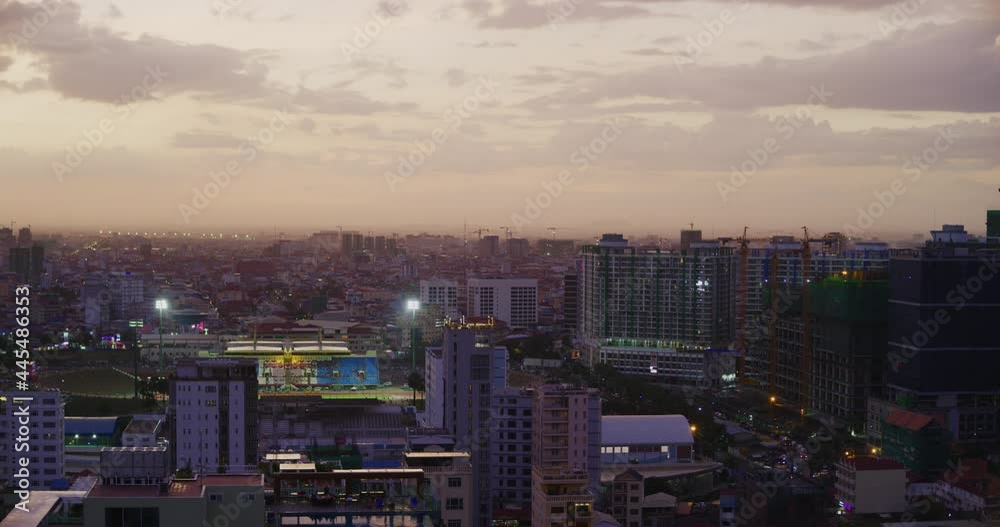 Phnom Penh Skyline As Seen From A Roof Top In Phnom Penh, Cambodia Phnom Penh Skyline As Seen From A Roof Top In Phnom Penh, Cambodia