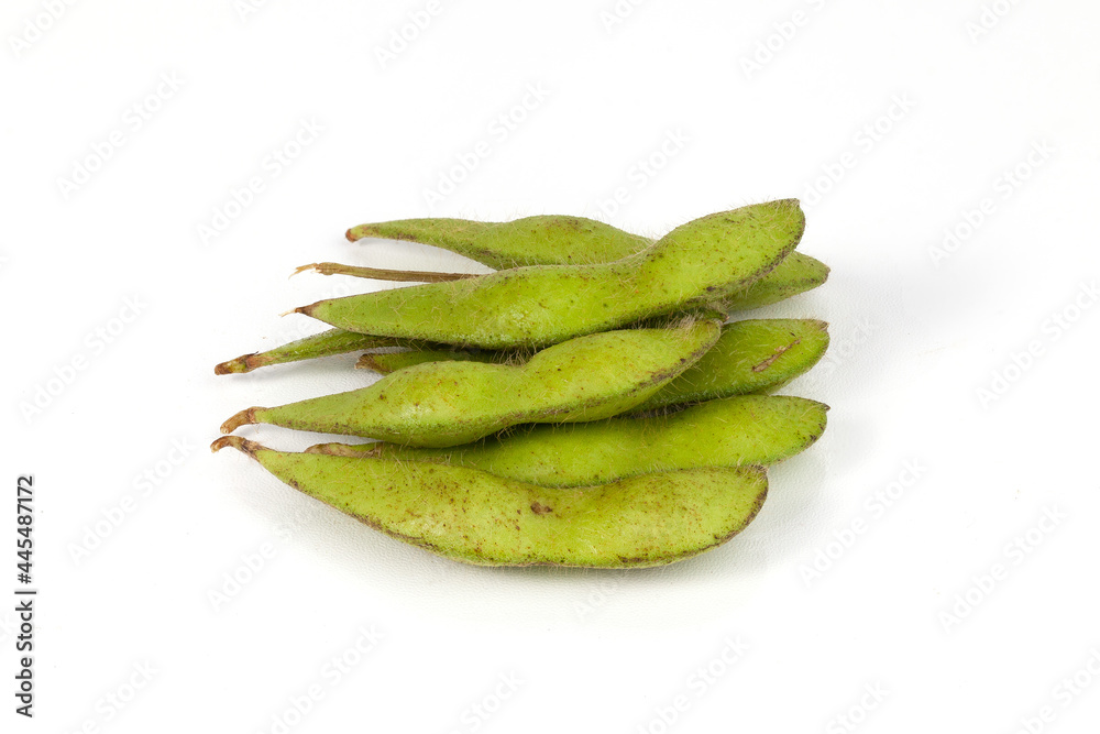 Fresh Edamame on white