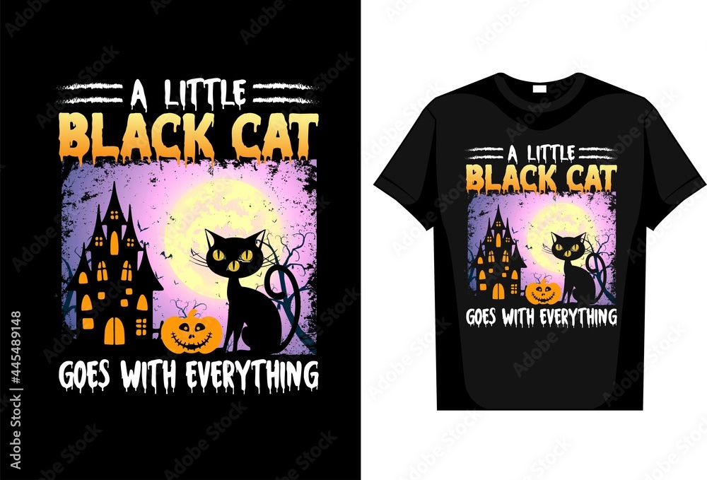 Halloween A Little Black Cat Vector T Shirt Halloween A Little Black Cat Vector T Shirt
