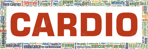 Cardio workout vector illustration word cloud isolated on a white background.