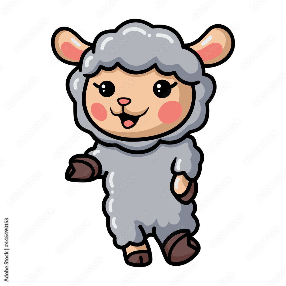 Cute baby sheep cartoon presenting