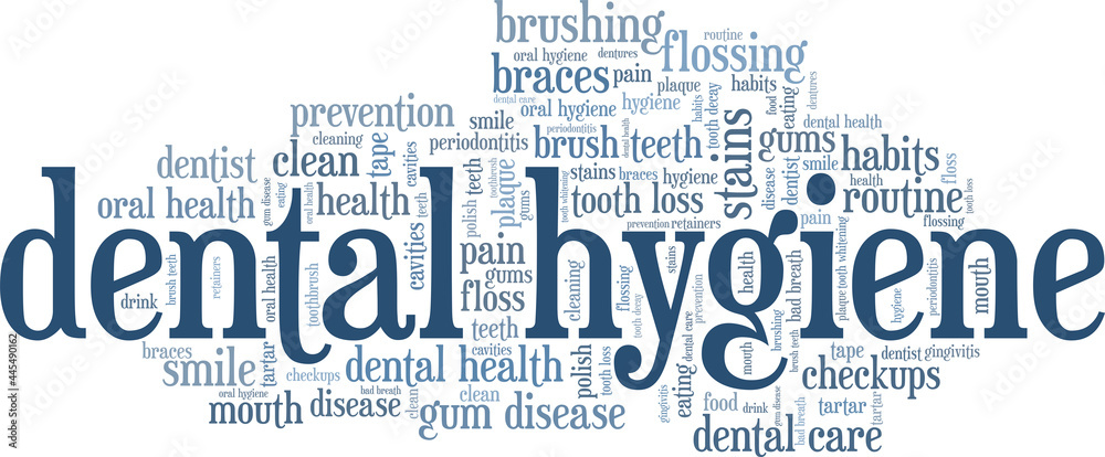Dental hygiene vector illustration word cloud isolated on a white background. Dental hygiene vector illustration word cloud isolated on a white background.