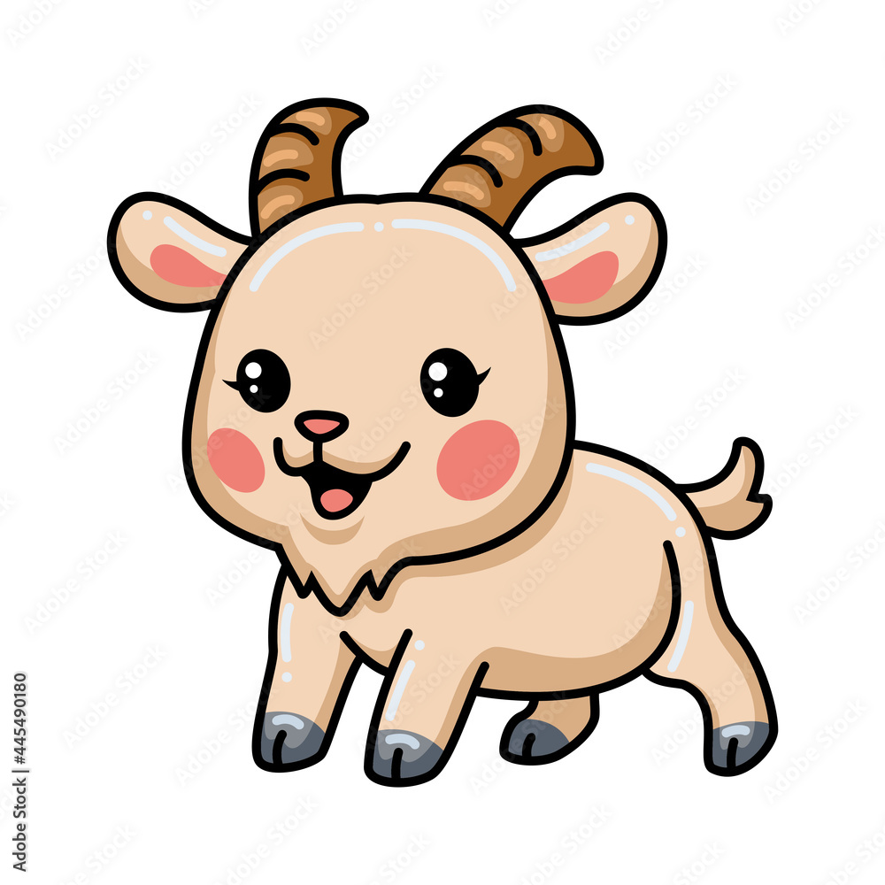 Cute baby goat cartoon posing Cute baby goat cartoon posing