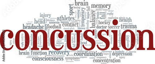 Concussion vector illustration word cloud isolated on a white background.