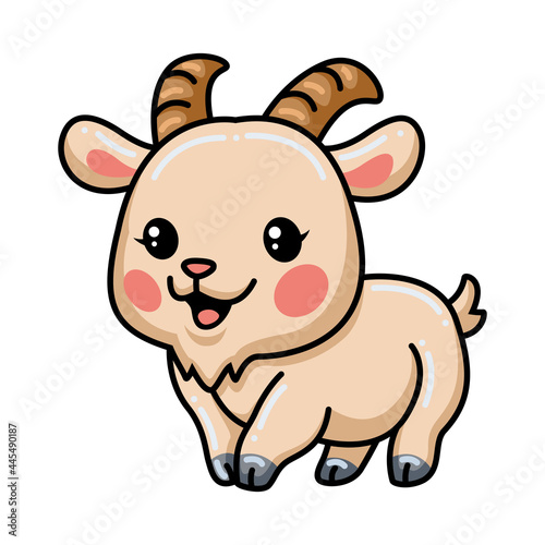 Cute baby goat cartoon walking