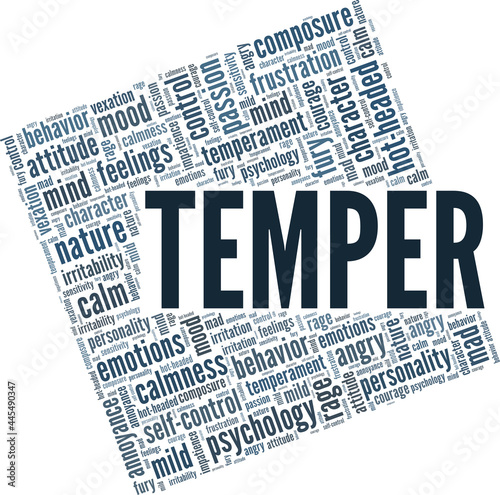 Temper vector illustration word cloud isolated on a white background. 