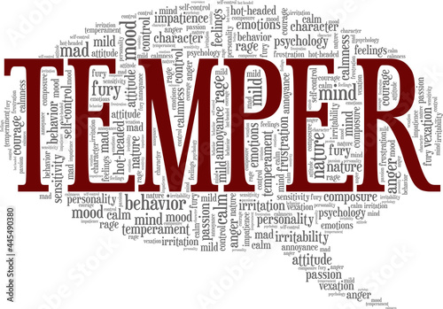 Temper vector illustration word cloud isolated on a white background. 