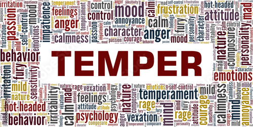 Temper vector illustration word cloud isolated on a white background. 