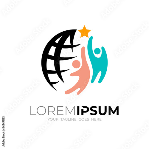 Education logo with globe design illustration, earth logos