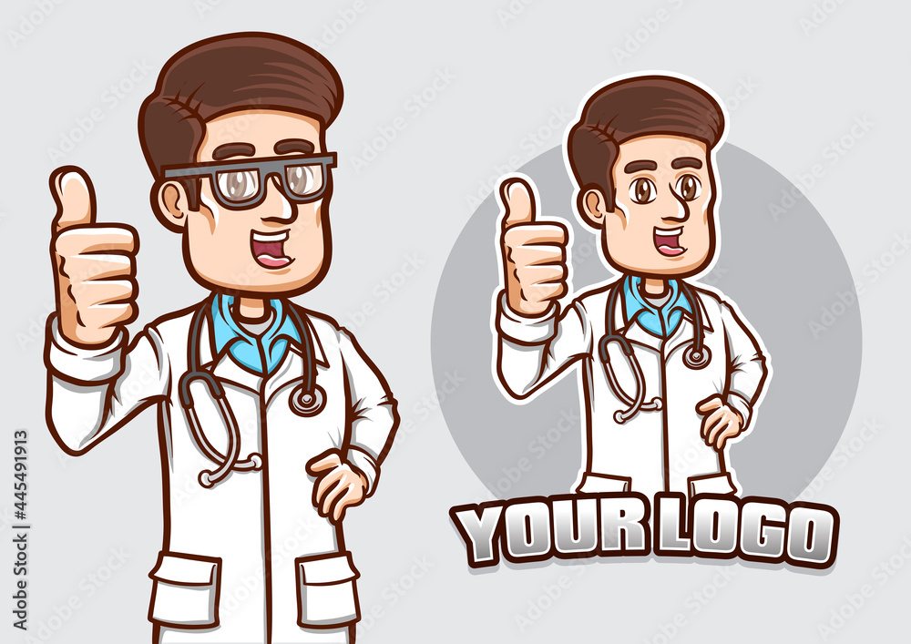 stock vector smiling doctor show his thumb pose isolated illustration stock vector smiling doctor show his thumb pose isolated illustration