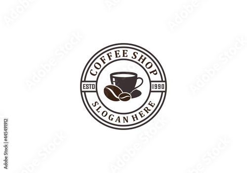 logo for coffee shop or coffee product with cup of coffee illustration