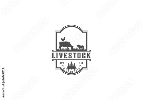 livestock logo inspiration Vector illustration concept in white backgroung
