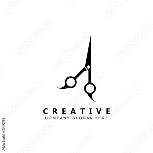 Barber tool scissors logo icon background symbol