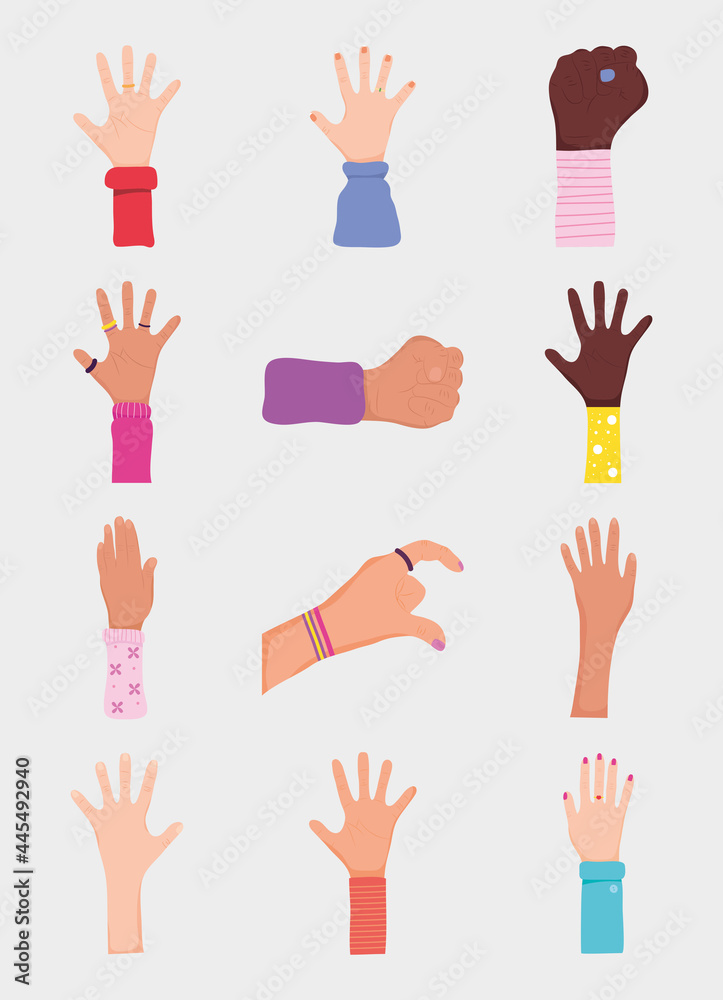 human hands set human hands set