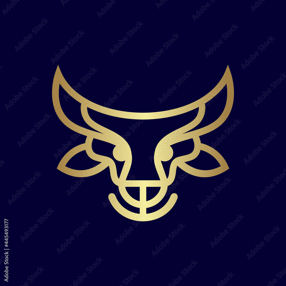 Obraz premium bull's head outline gold illustration logo