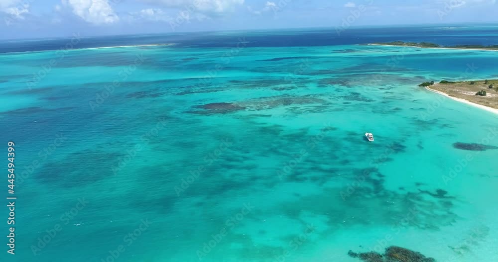 Fantastic, landscape Aerial Shot Move pan lef over cayo de agua beach los roques , venezuela Fantastic, landscape Aerial Shot Move pan lef over cayo de agua beach los roques , venezuela