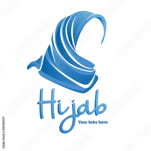 elegant modern hijab logo in blue. illustration vector