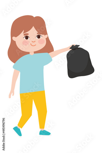 woman with trash bag