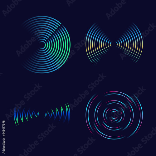 Vector sound wave. Abstract colorful digital music equalizer sets. Audio wave graph of frequency and spectrum vector illustration on dark background