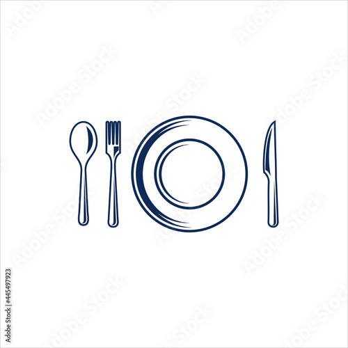 symbol knife, spoon, fork, plate icon vector. for service food, restaurant, coffee
