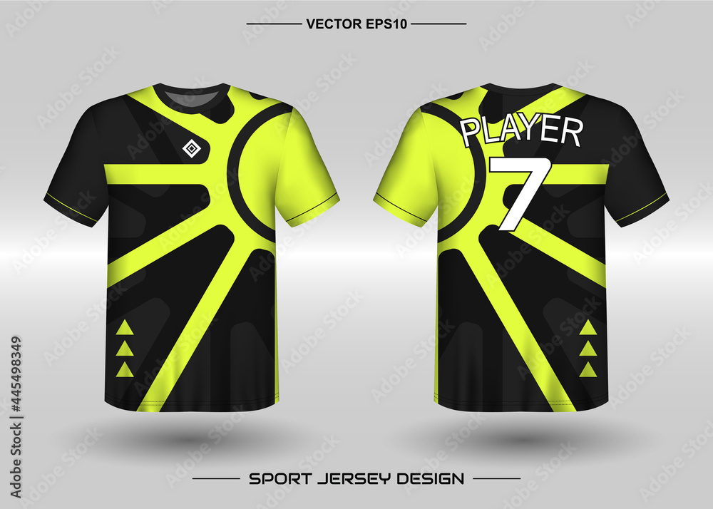T-shirt sport vector design template, Soccer jersey mockup for football  club. uniform front and back view. Clothing Men adult. Can use for  printing, branding logo team, squad, match event, tournament Stock Vector