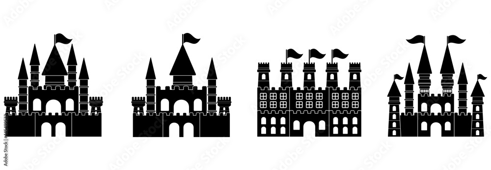 Obraz premium castle icon set vector sign symbol illustrations