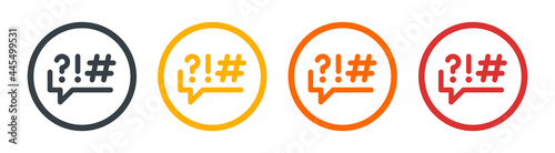 Speech bubble with a cursing text icon. Symbol of insult and rude speech.