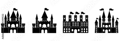 castle icon set vector sign symbol illustrations