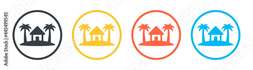 Home stay on island icon. Summer and holiday concept.