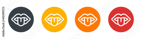 Mouth with tongue icon vector illustration. Gustatory system or sense of taste concept.