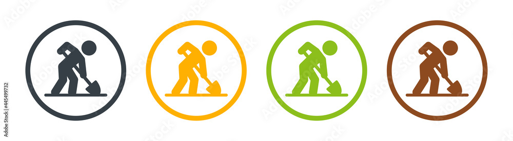 Worker digging icon vector illustration.
