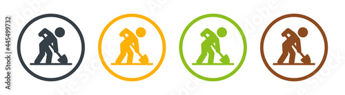 Worker digging icon vector illustration.