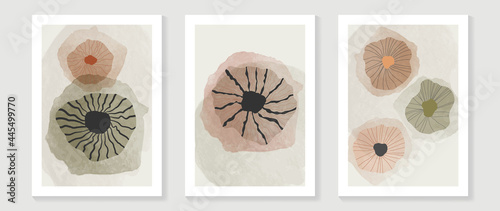 Floral watercolor wall art design vector.  Abstract art background for canvas prints, wallpaper and home decor. 