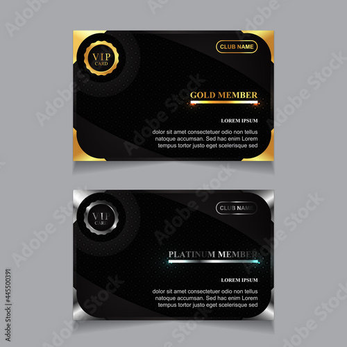 Vector VIP golden and platinum card. Black geometric pattern background with premium design. Luxury and elegant graphic template layout for vip member, business card for corporate