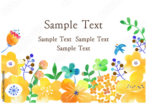 水彩の花_背景フレーム