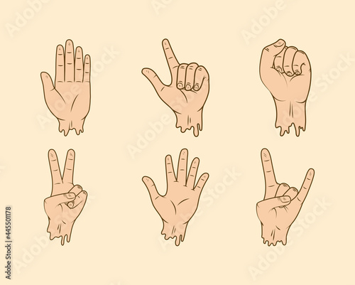cartoon left hands