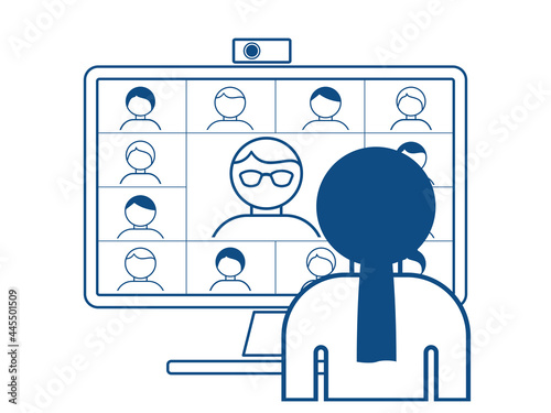 Webinar concept, online course, distant education, virtual meeting, video lecture, internet group conference, training test, work from home, easy communication for your design. EPS10.