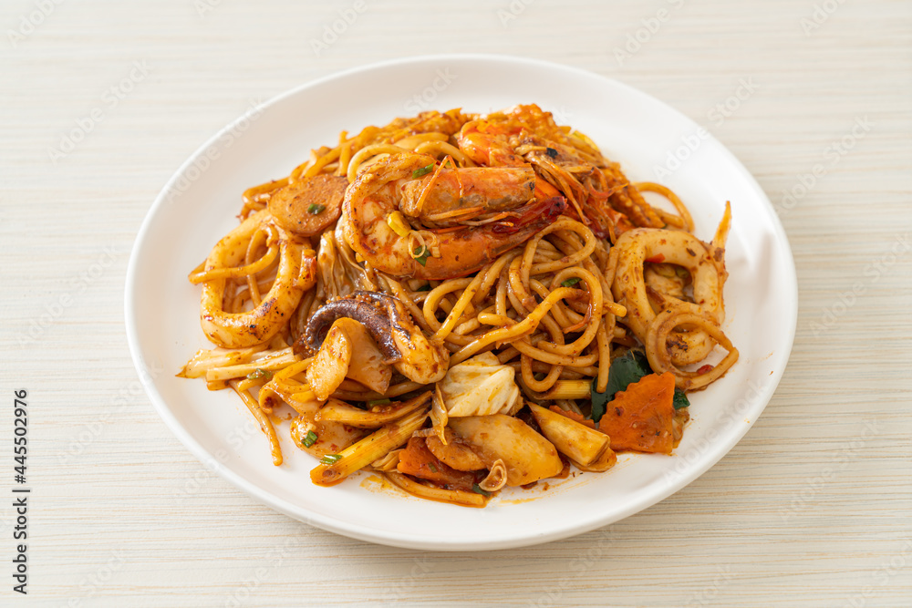 stir fried Tom Yum seafood dried spaghetti stir fried Tom Yum seafood dried spaghetti