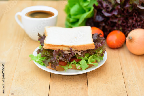 Sandwich tuna in white dish