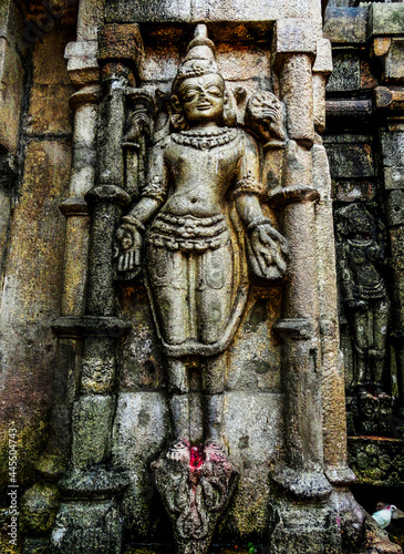Vertical shot of an ancient Indian sculpture in Kamakhya Temple, India photo