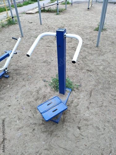 Blue exercise equipment in the fresh air